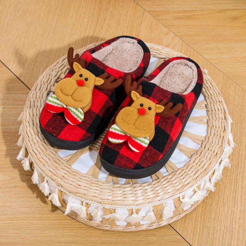 

Зимние теплые хлопковые тапочки, парные хлопковые тапочки, тапочки с рождественским узором, домашние тапочки 36-37