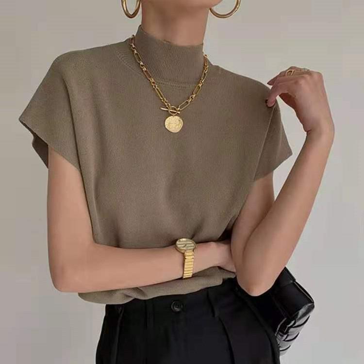 

Women s Loose Knit Batwing Sleeve High Neck Top One Size