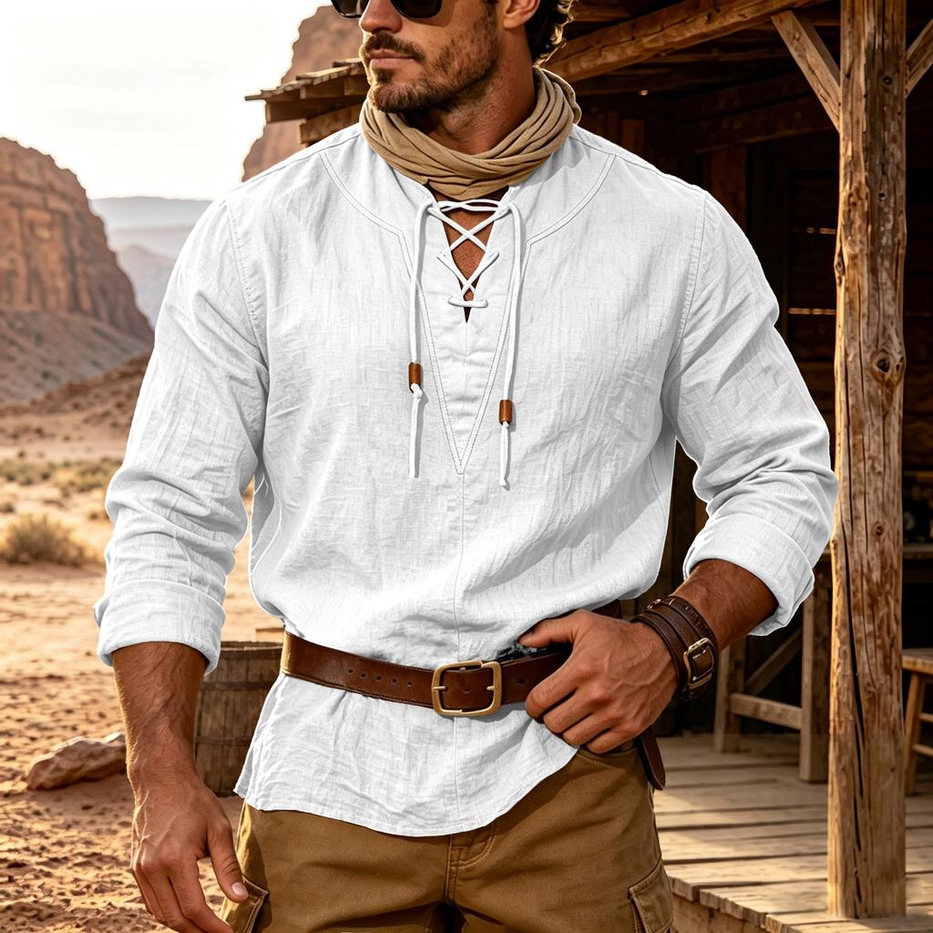 Men's Retro Casual Shirt with, Breathable and for