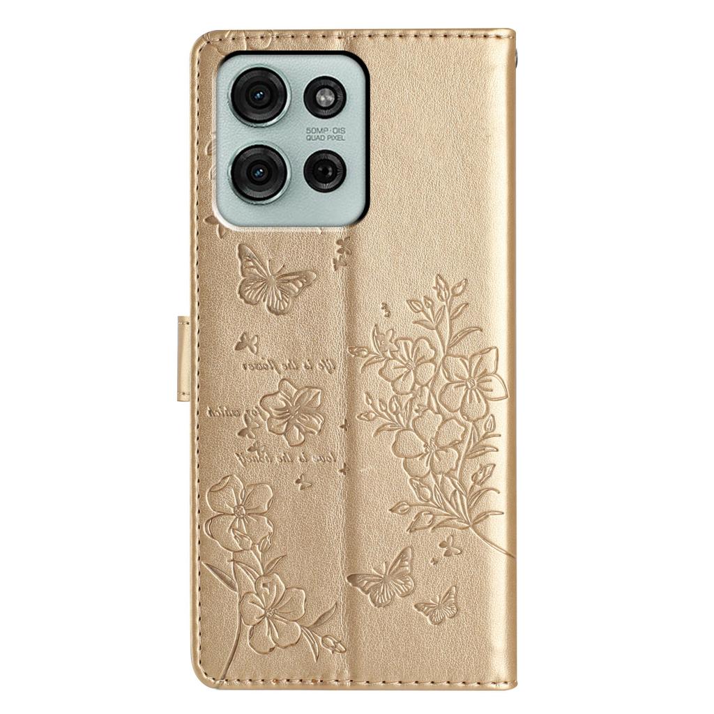 For Motorola Moto G86 5G Wallet Phone Case Butterfly Floral Imprint Leather Flip Cover with Strap