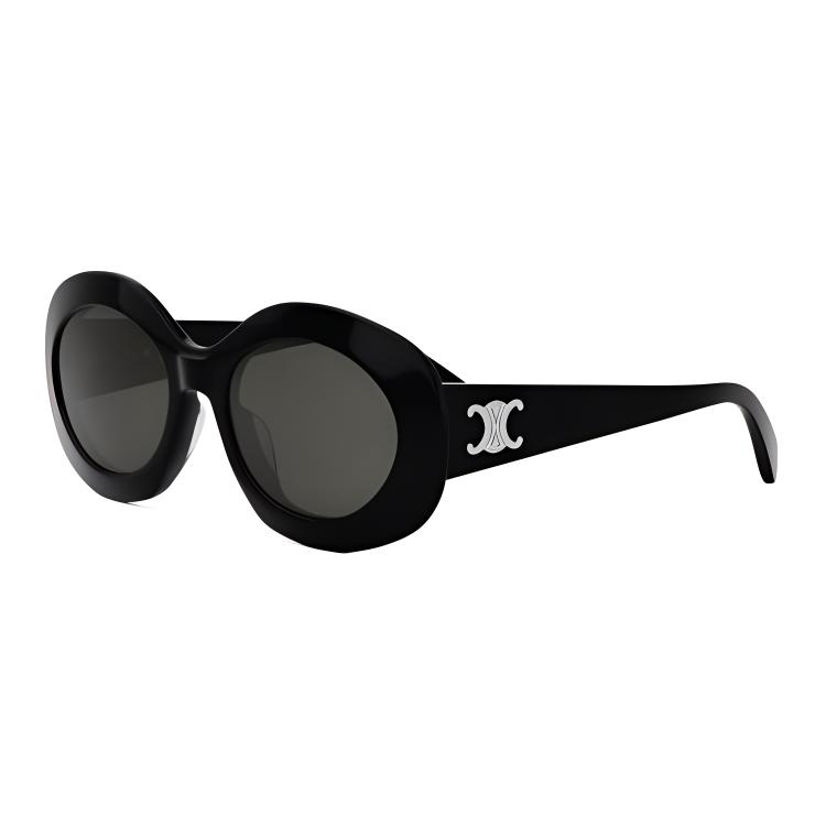 Celine Logo Oval Sunglasses Women Sunglasses Black CL40292U01A