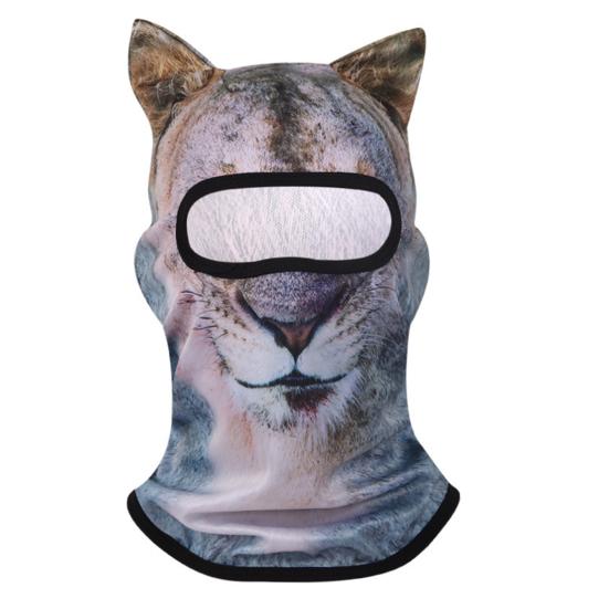 3D kočičí cyklistická kukla obličejová kapuce s ušima Zvířecí potisk obličejová maska ​​kukly pro outdoorové aktivity Hudební festivaly Raves Ski