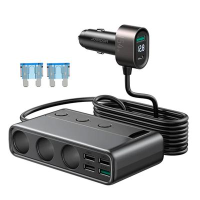 9-in-1-Kfz-Ladegerät-Splitter, 5x USB, 1x USB-C, 3x Zigarettenanzünderbuchse, PD, QC, schwarz