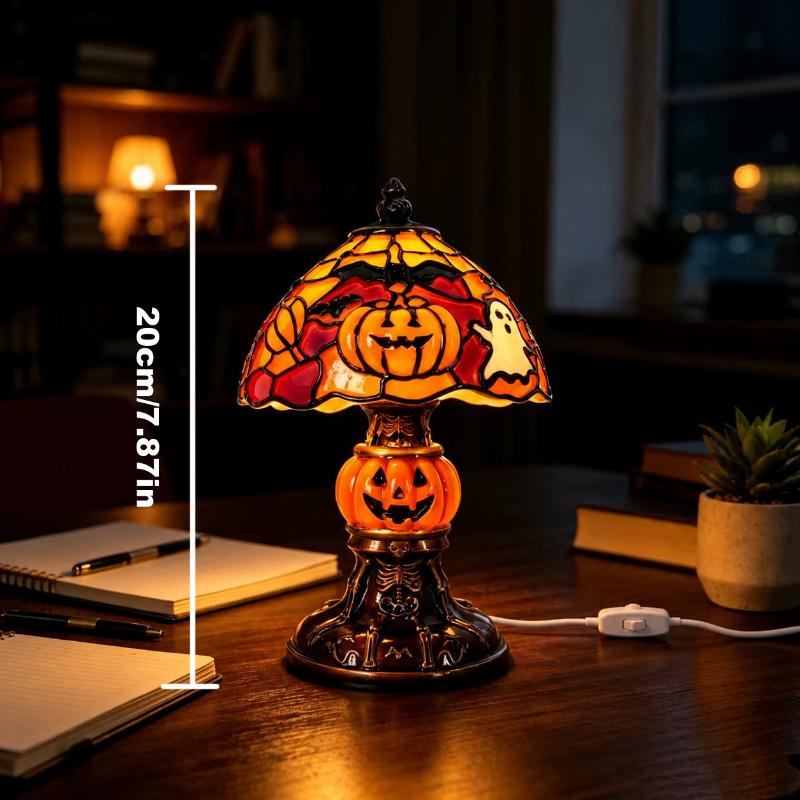Halloween Kürbis Schädel Tischlampe Nachtlicht Gruselige Atmosphäre Schreibtischornament Für Zuhause Schlafzimmer Party Feiertagsdekoration Geschenke