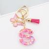 Pink Butterfly Tassel & Resin Sequin Letter Keychain - Backpack Charm for Women