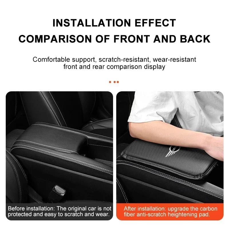 2025 For BMW MINI Car Armrest Box Mats Leather Center Console Covers Interior Accessories For MINI Cooper Fridge One F56 R56 R57
