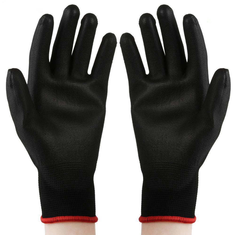 1/6 Pairs Non-slip PU Black Coated Labor Protection Work Gloves Polyurethane