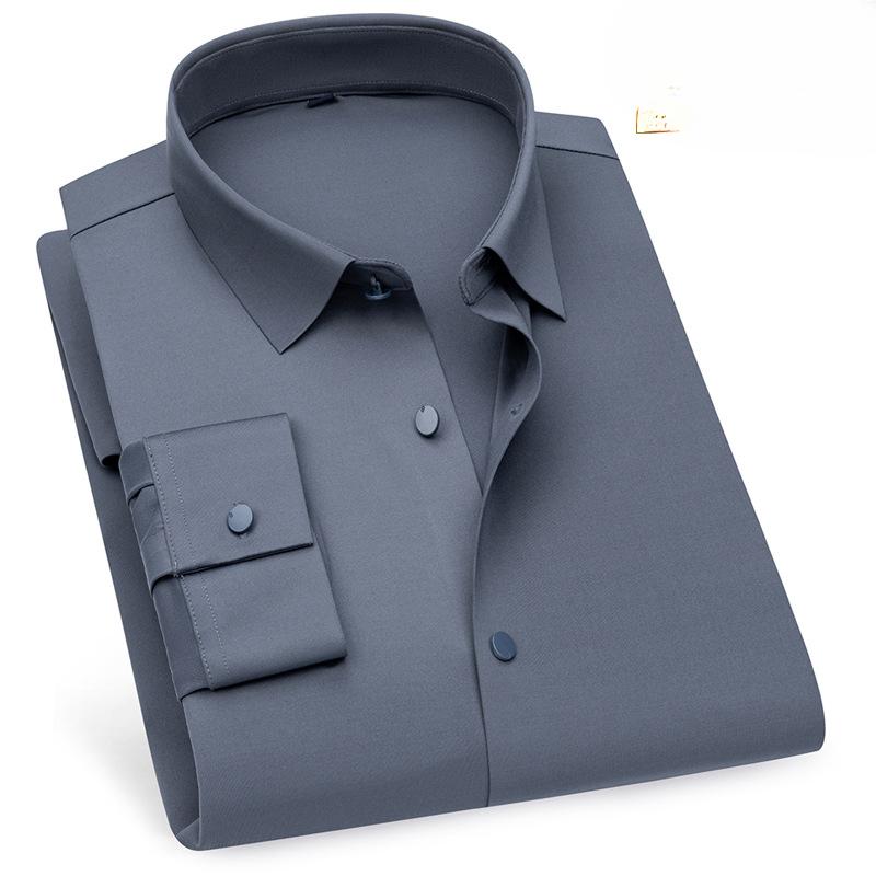 Brokát Amoniak Čtyřstranný Elastický Bezešvý Košile Pánská Dlouhý rukáv Nežehlivá Ležérní Business High-end Módní Košile