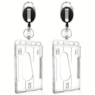 2 Heavy-duty Transparent ID Card Clips