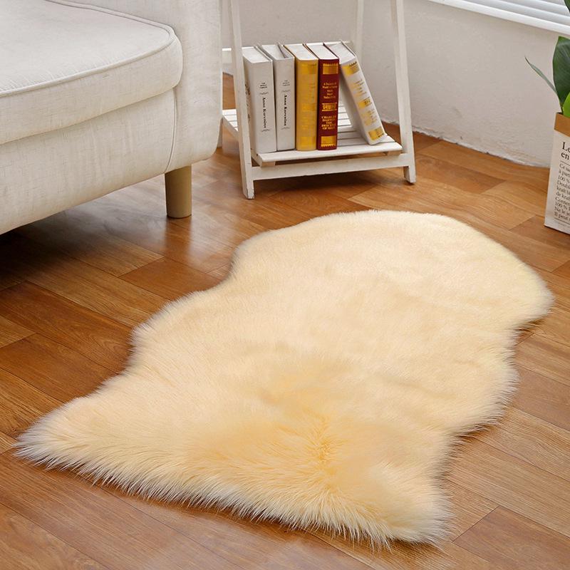 

Washable Long Hair Luxury Carpet Modern Home Decoration Living Room Bedroom Bedside Soft Faux Fur Mat Fluffy White Furry Carpets 1P 45x65cm