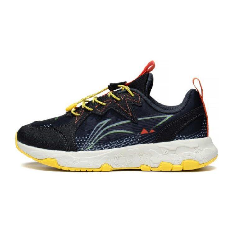 Li Ning Kids Zhixing Lite Non-Slip Wear-Resistant Breathable Low-Top Running Shoes Kids sneaker Black Yellow YKFT012-1