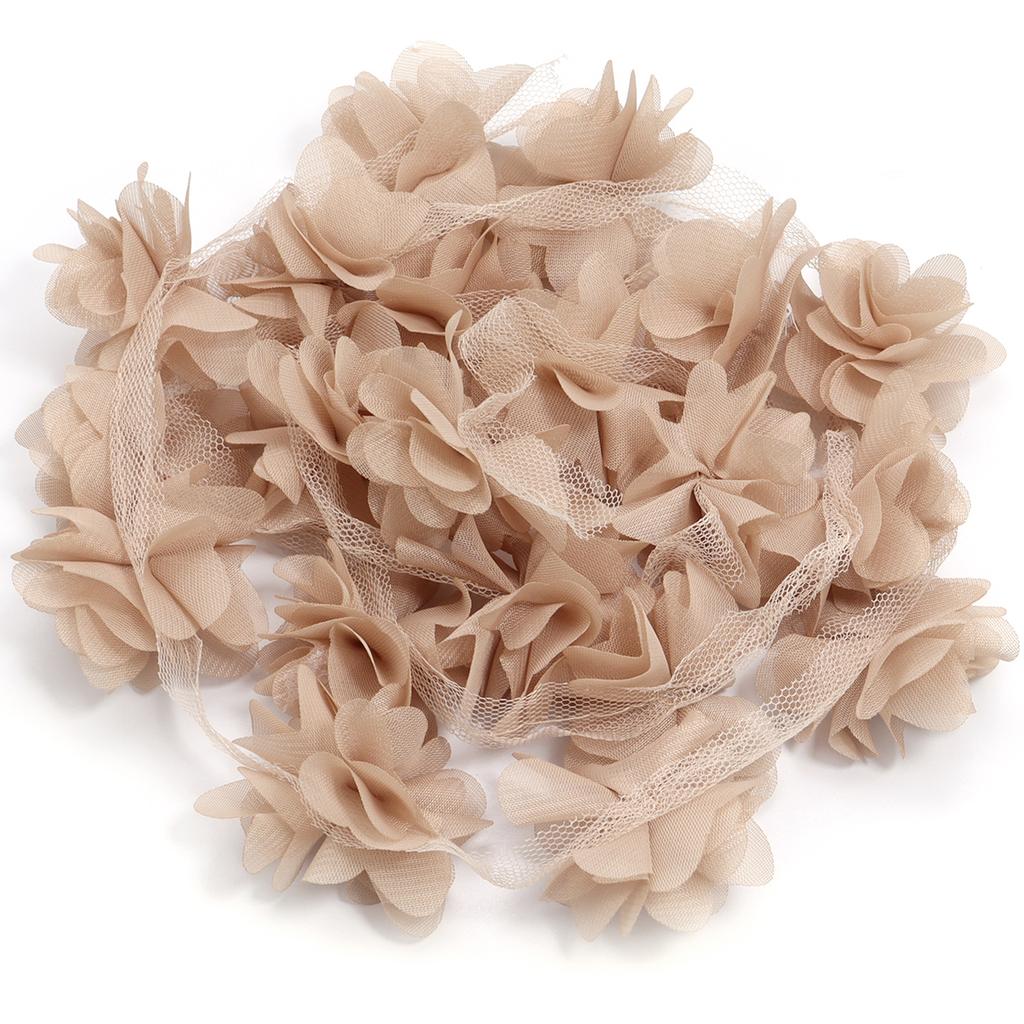 20pcs 5.5cm Chiffon Cluster Flowers Colorful Artificial Flowers For DIY Wedding Party Lace Trim Clothing Gifts Decor Accessories