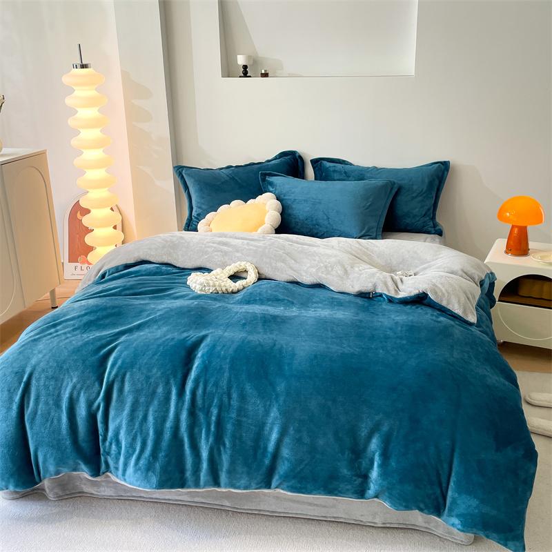 Winter Flannel Duvet Cover Solod Color Soft Warm Quilt Cover Cozy Thick Comforter Cover for Adults Children Queen King Bed Linen