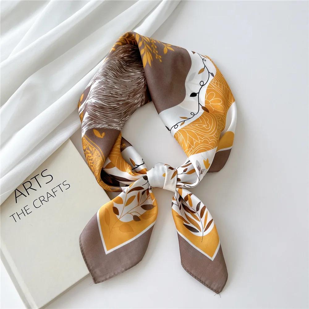 Women Neck Scarves Square Handkerchief Cute Hijab Scarfs 70cm Small Shawls Silk Satin Neckerchief Hair Band Tie Scarf For Ladies