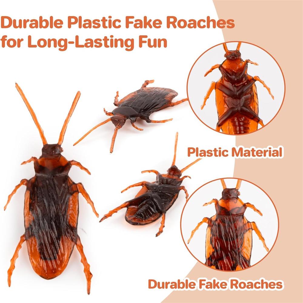 Artificial Fake Roaches Novelty Cockroach Trick Prop Scary Insects Realistic Plastic Bugs Funny Halloween Party Spoof Decoration