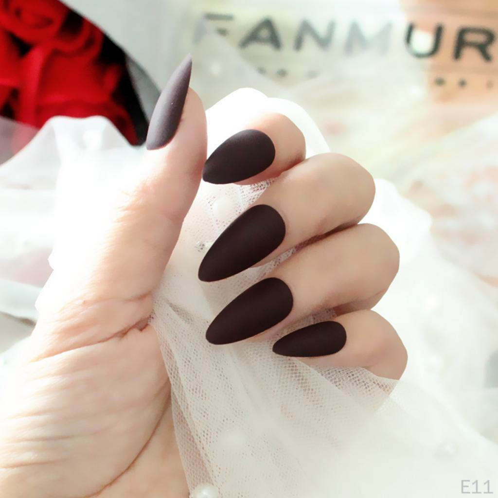 24Pcs Salon Artificial False Nails Tips Cosplay Matte Nail