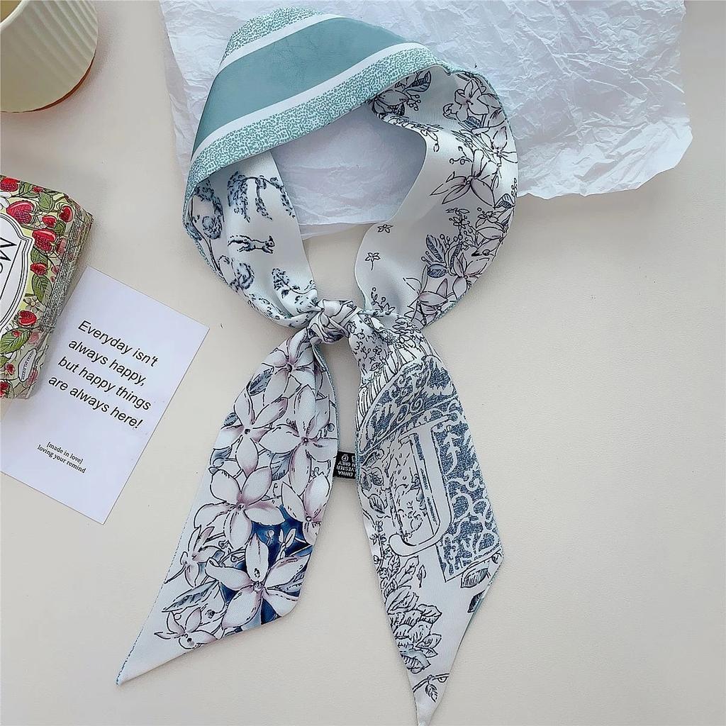 26 Letter Printed Headband 100x6cm Fashion Small Silk Scarf For Women New Design Brand Scarves Women's Bags Hair Tie Accessories