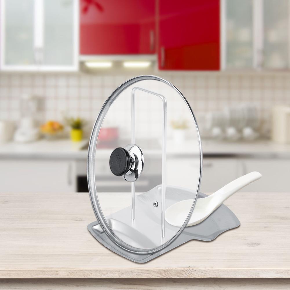 Stainless Steel Pot Lid Rack, Spoon Holder Stand for Kitchen with Sy Assembly, Compact Design for Cooking Utensils and Pan Covers