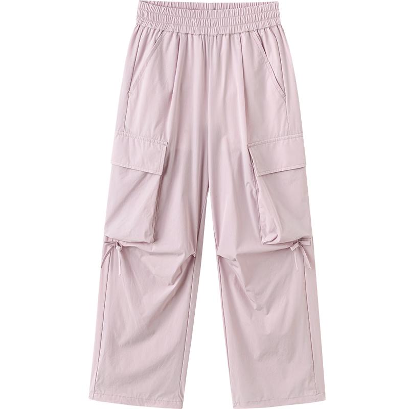 Balabala Girls' Summer Thin Quick-Dry Cargo Pants