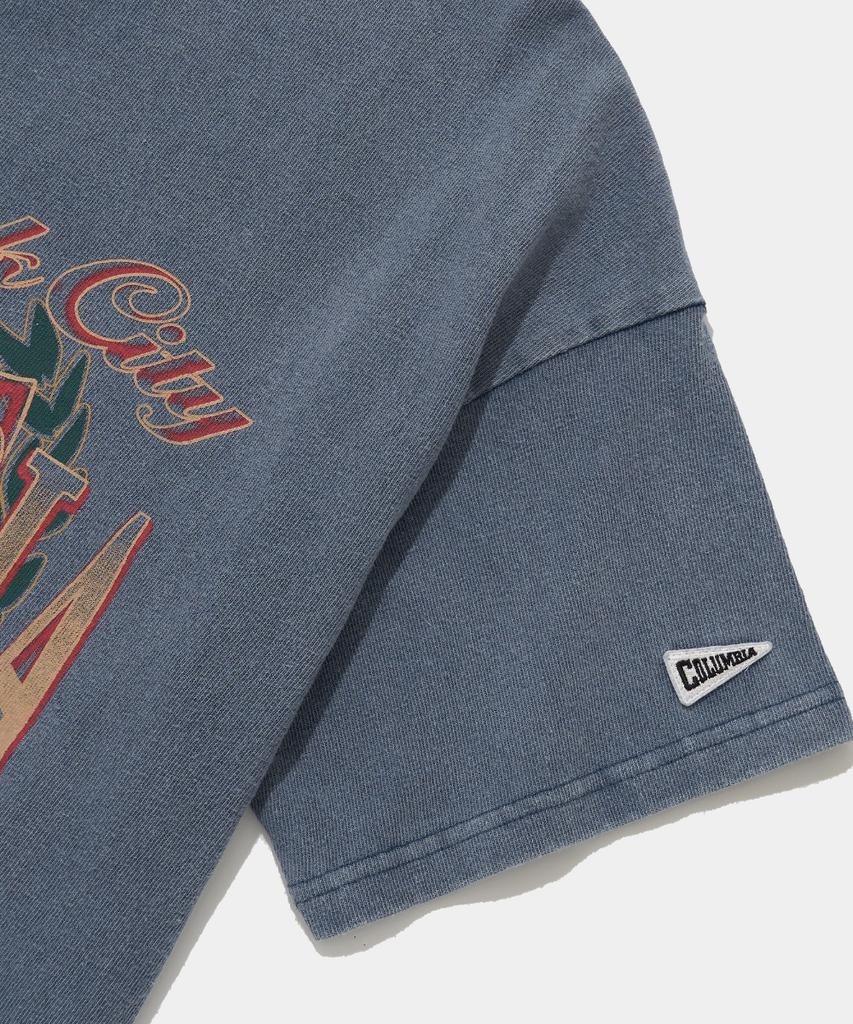 COLUMBIA UNIVERSITY Cu Campus Mineral Washed Women S/S T-Shirts_Gracie Blue
