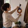 Halloween Wreath with Pumpkin and Design for Front Door Party Decorations