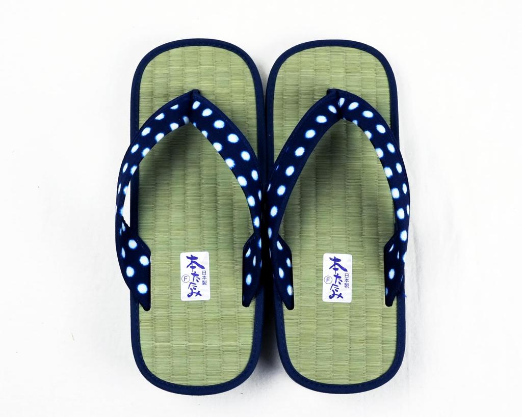 ISM Japanese Pattern Geta Free Size Sandals, Indigo,