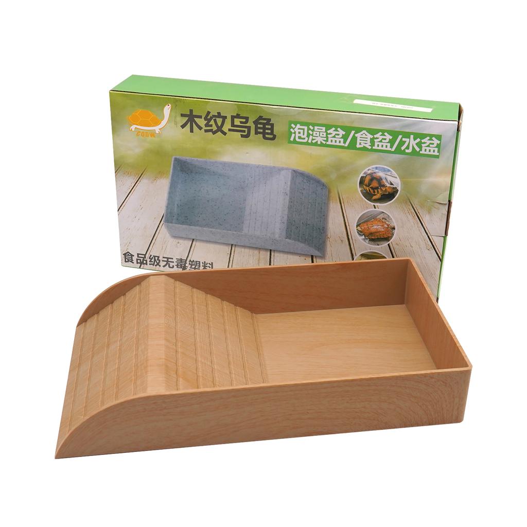 Turtle Feeding Dish with Ramp And Basking Terrace Reptile Bathing Pool Aquarium Ornament for Bearded Dragon Gecko Yard