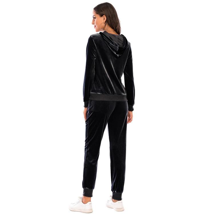Velvet Velour Tracksuit Set Women Soft Stretch Lounge Zip Up Hoody and Jogger Pants Relaxed Sports Outfit