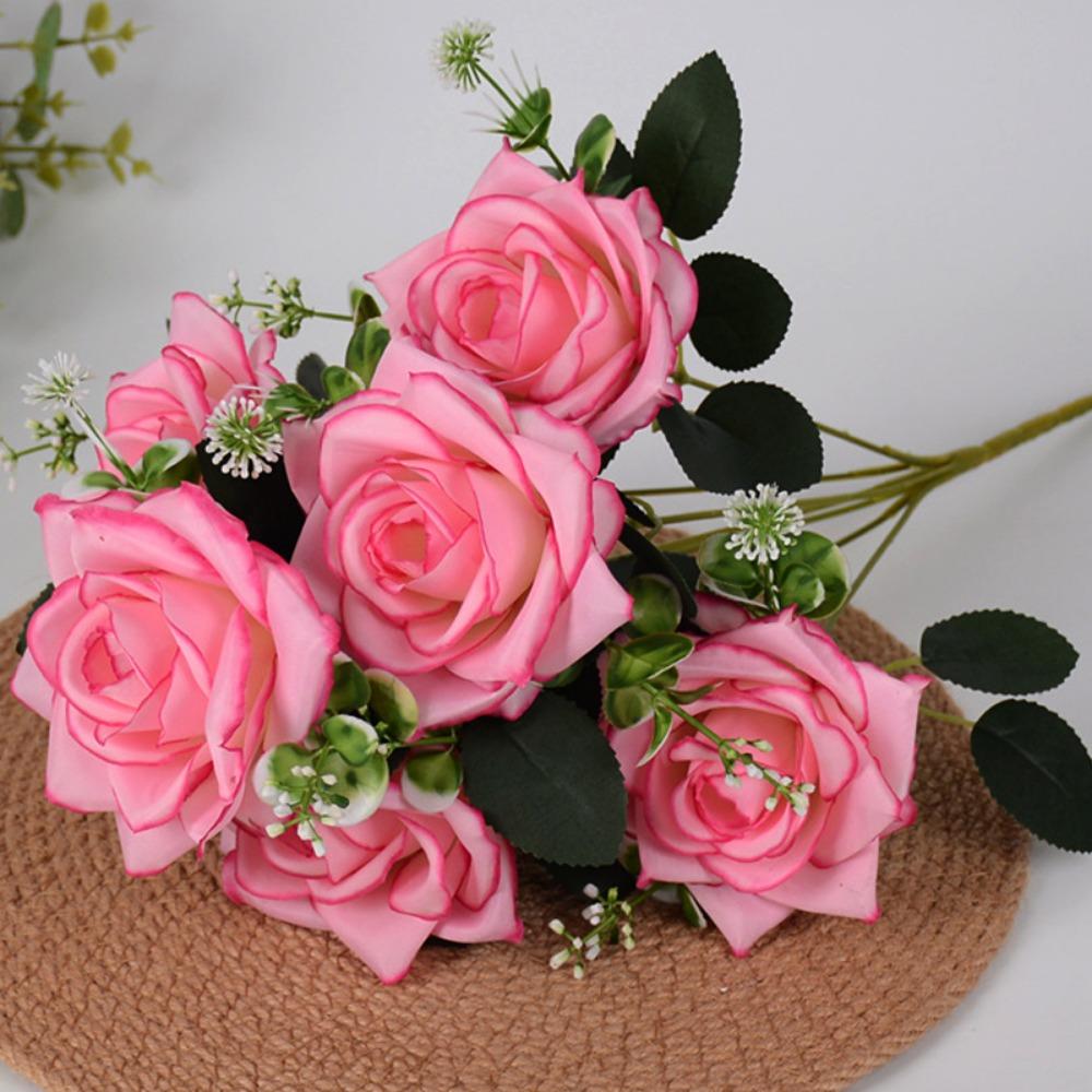 8 Colors Valentine's Day Flowers 7 Heads Natural Simulated Rose  Home Decorative