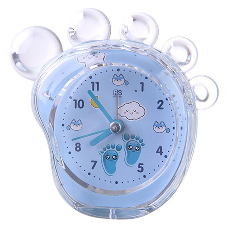 Cartoon Foot Small Alarm Clock Silently Walking Seconds Digital Hand with Lights Wake Up Clock Student Alarm Clock