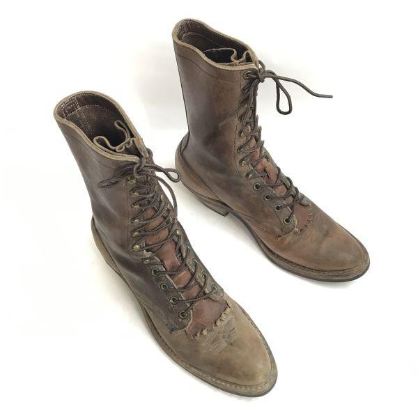 WHITES BOOTS SMOKE JUMPER logger boots 8.5B 25.5-26.5 brown 70s-80s? vintage(USED)