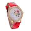 Charming Women's Floral Leather Strap Rose Flower Watch