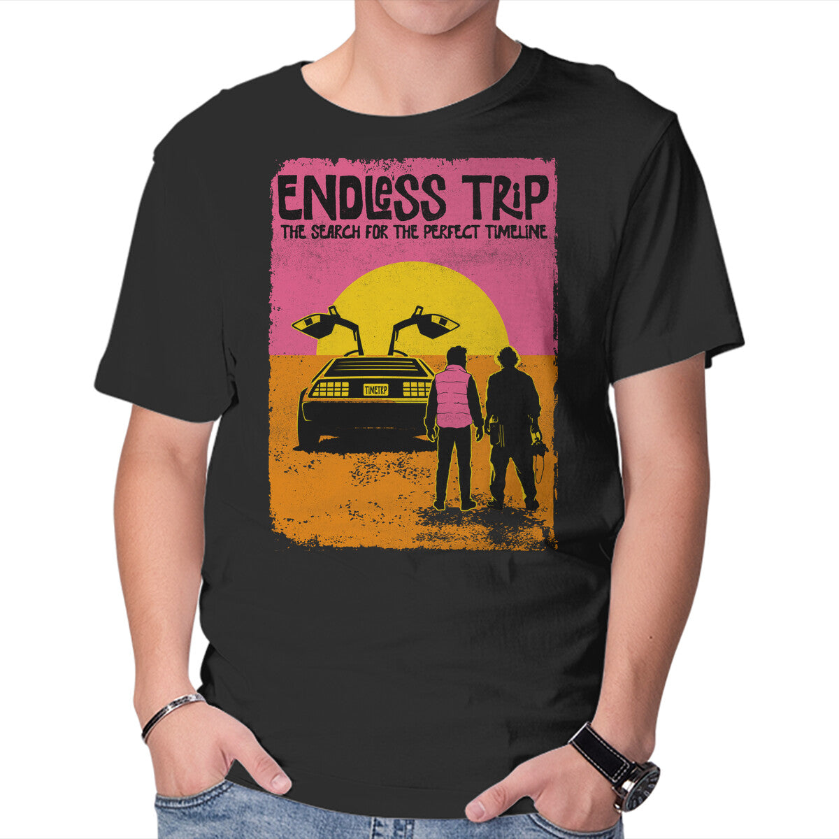 Unisex Crew Neck T-Shirt The Endless Trip Graphic Short Sleeve Casual Tee XS