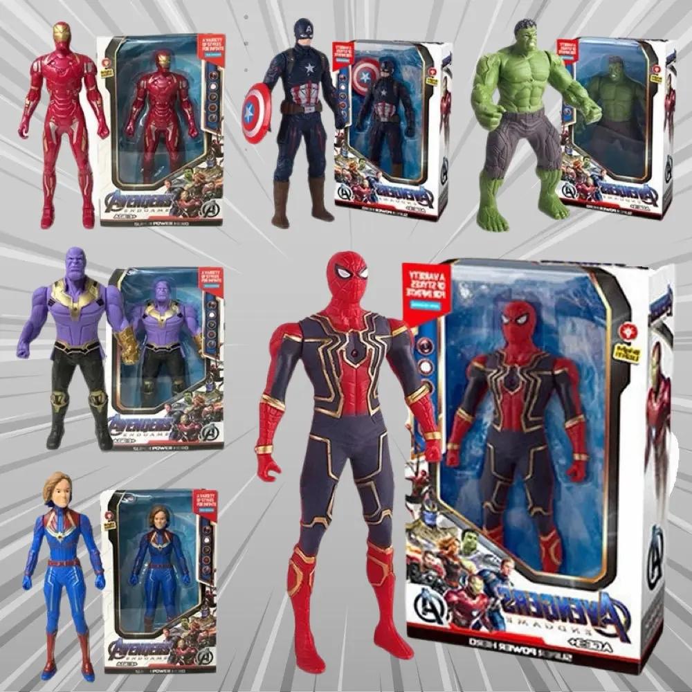 Marvel Spiderman Hulk Ironman Anime Action Figure Toy Christmas Gift Pvc Movable Joints Luminous Doll Collection Model Toy Gift