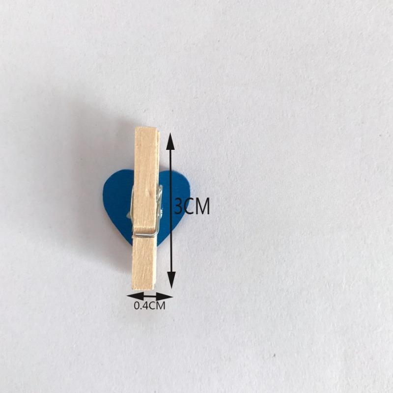 30/50pcs 3cm Mini Photo Clip Colorful Heart-Shaped Small Wooden Clip Creative Clip Photo Home Decoration Cartoon Handicraft