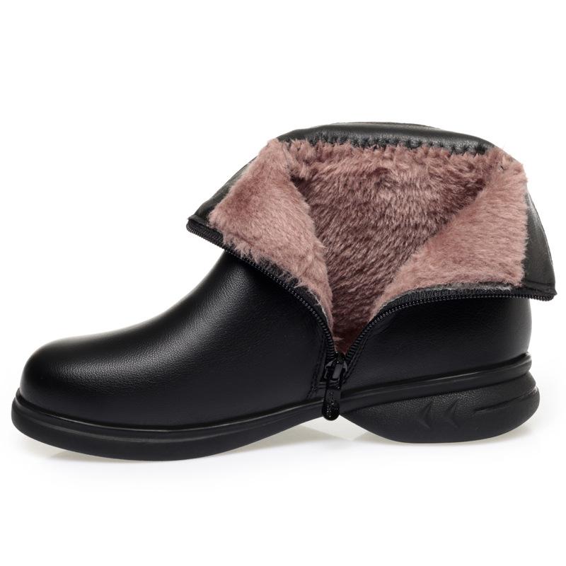

3.5cm Fashion Comfortable Soft Leather Boots Women s Fur Shoes Winter 2025 Med Square Heels Warm Short Plush Ankle Boots Office 35
