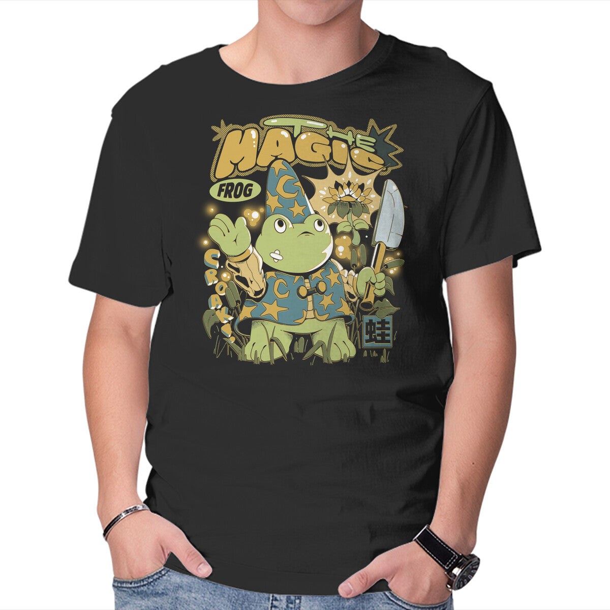 Unisex Crew Neck T-Shirt Magic Frog Graphic Short Sleeve Casual Tee XXXL
