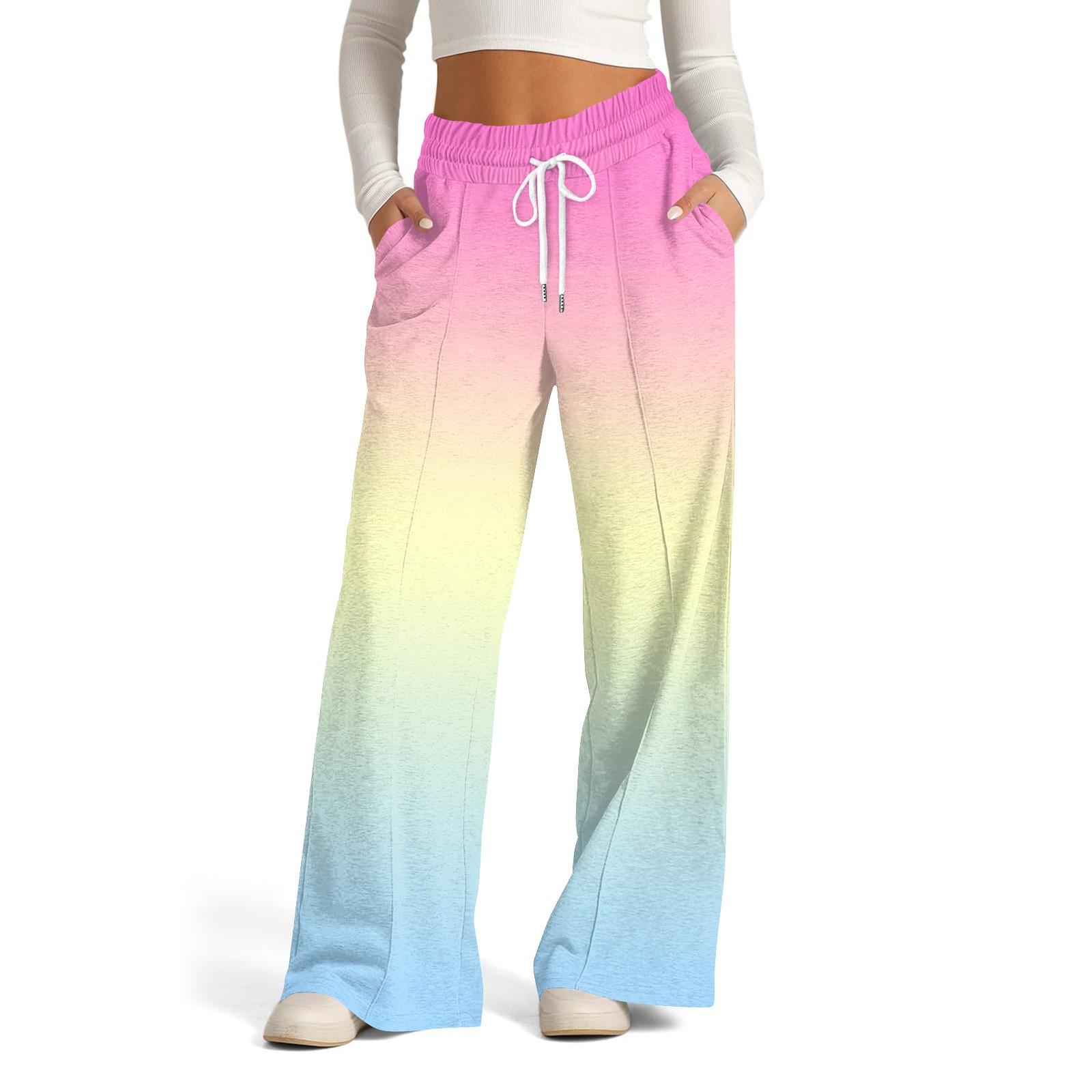 

Женские повседневные брюки широкого кроя с высокой талией, градиентные спортивные штаны XL