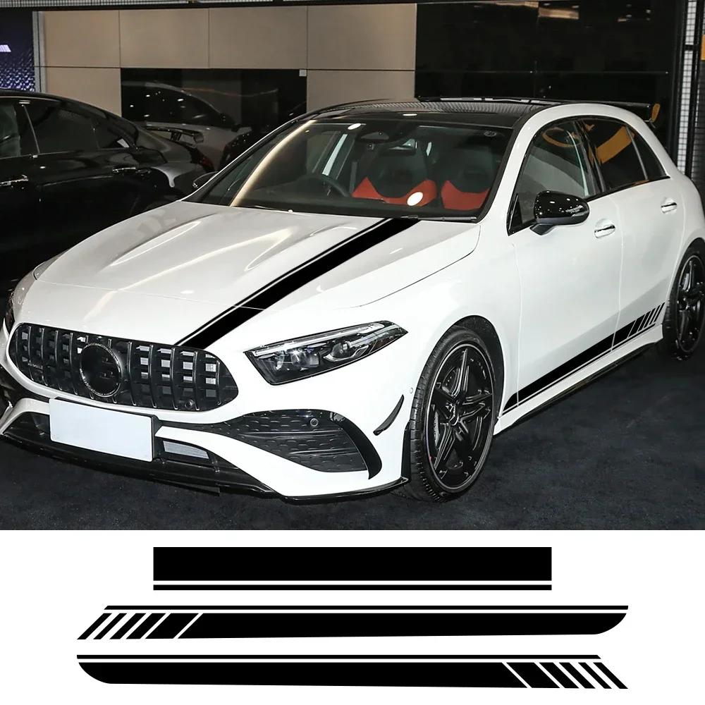 Car Hood Decal Side Stripes Skirt Sticker For Mercedes Benz A Class A45S W177 V177 A35 A45 W176 AMG DIY Decoration Accessories