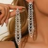 Long Tassel Earrings Full Of Diamonds, Super Flash, Light Luxury, High-End Studs, Fashion Style, Celebrity Party Exaggerated Earrings