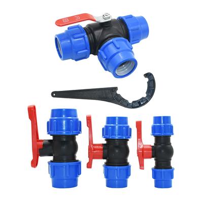 20/25/32/40/50mm PE Tube Quick Connector Tap Water Splitter 2/3-Way Fast Connection Pipe Valve Plastic Ball Valve