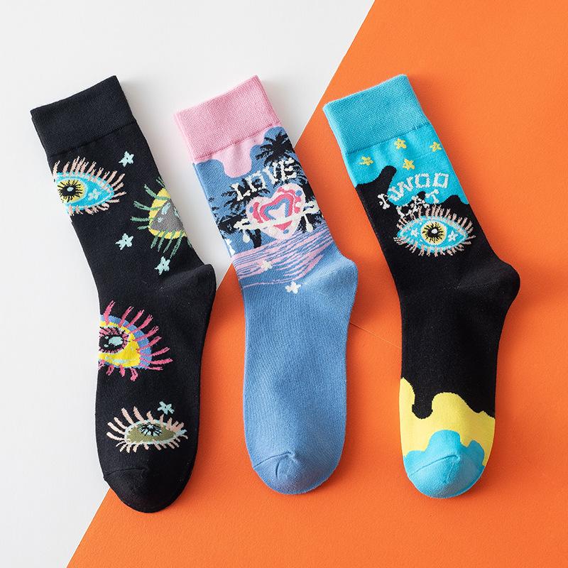 Ladies Spring and Autumn Fashion New Eyes Cartoon Valentine's Day In Tube Socks