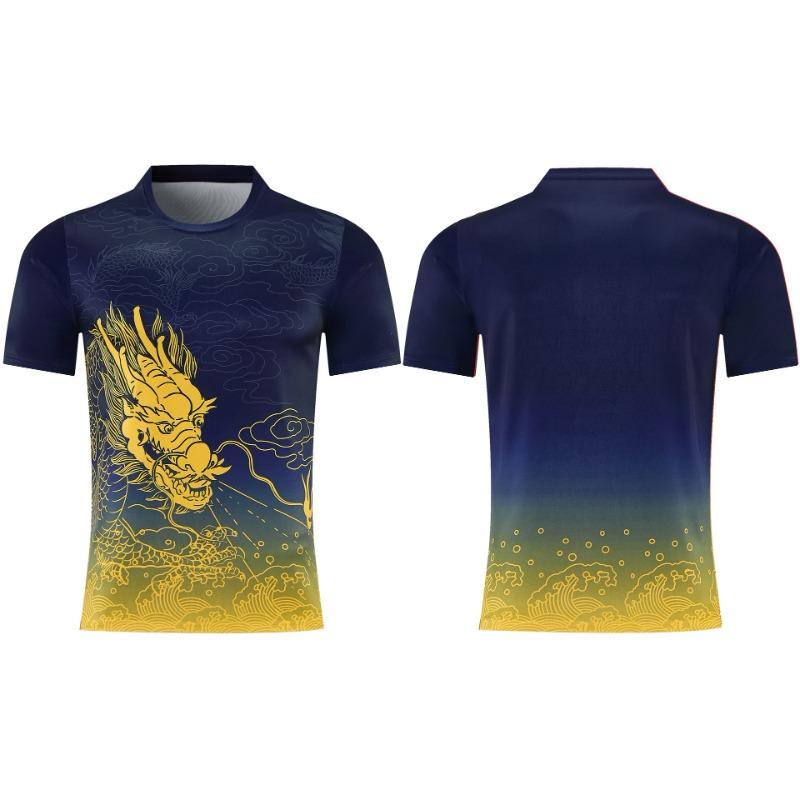 Men Dragon 3D Full Print Sports Jersey Red Yellow Gradient Short Sleeve T-shirt Quick Dry Breathable Training Soccer Cycling Tops