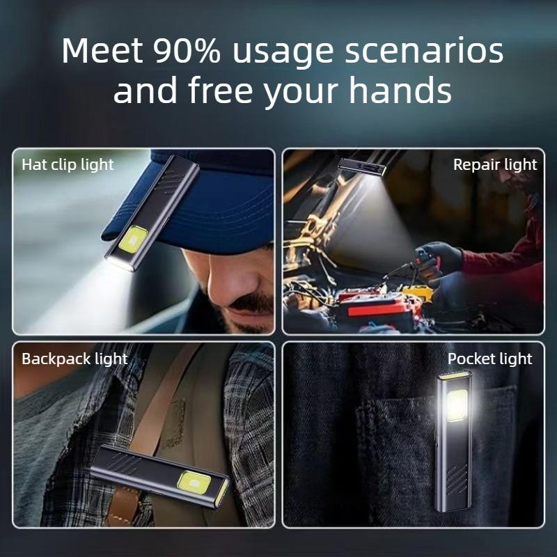 1/2 New LED Keychain Flashlight Rechargeable Portable Mini Flashlight Pocket Light with Magnet Emergency Floodlight Work Light