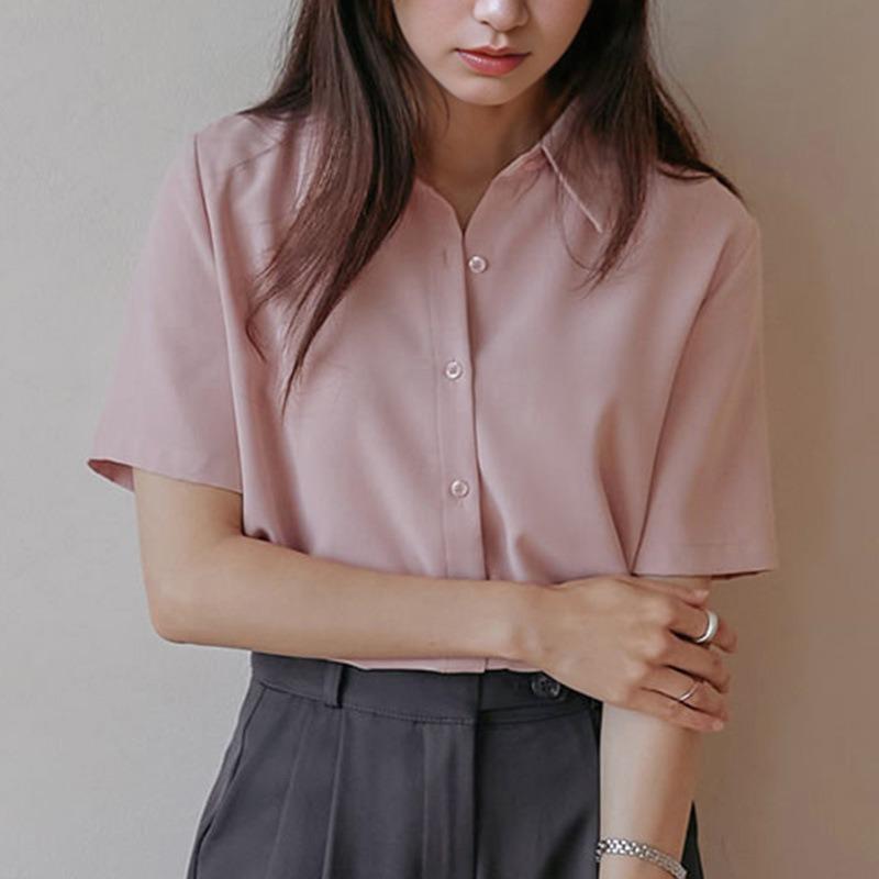 Korean Style Commuting Loose Short-sleeved Shirt for Women Summer Thin Design Versatile Shirt