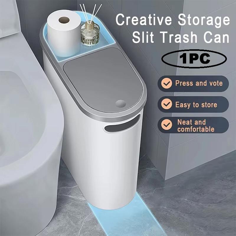 

2 шт. 10 л Мусорное ведро для ванной комнаты, нажимное, для мусора с крышкой, мусорный бак для кухни, спальни, гостиной, туалета, ведро для отходов белый