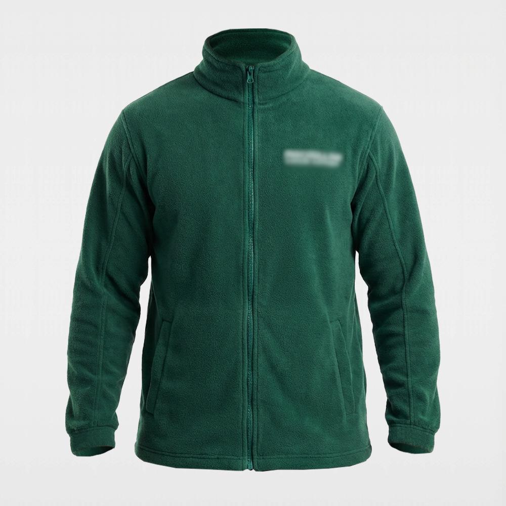 

European Size 280G Solid Color Fleece Jacket - Warm Outdoor Casual Top with Stand Collar XXXL темно-зелений колір