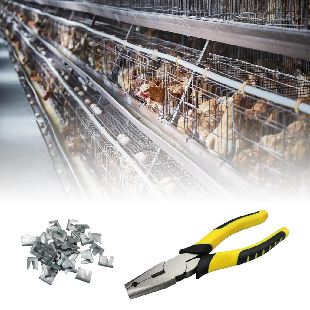 Wire Cage Buckle Pliers with Wire Cage Clips Wire Cage Fasten Clips Buckle Pliers ?Tools for Rabbit Bird Chicken Cage