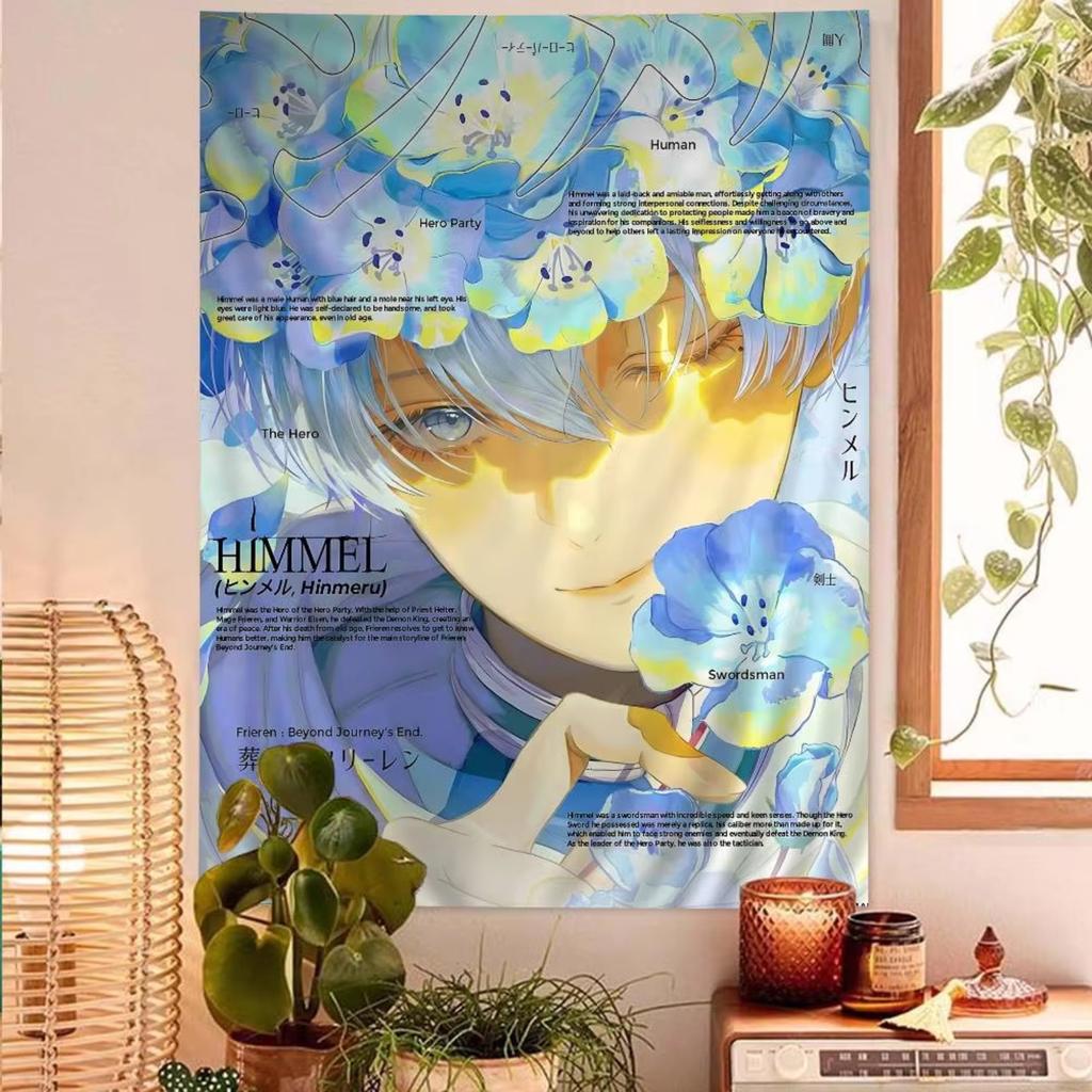 Japanese Anime Frieren Anime Tapestry Hanging Tarot Hippie Wall Rugs Dorm Home Decor