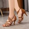 Neue Lateinische Tanzschuhe für Damen Mittelhoher Absatz Internationaler Standard Cha-Cha Tanzschuhe